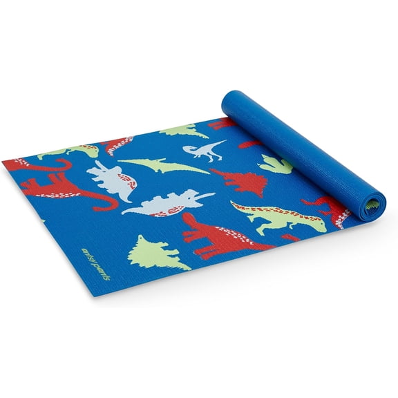 Antsy Pants Kids Yoga Mat - Yoga Mat for Kids, Yoga Mats for Home Workout, Travel Yoga Mat, Yoga Mat Non Slip, 60” x 24”, 3mm Free of Toxic Phthalates, Blue Dino
