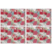 Pioneer Flower Floral Print Pattern Summer Placemats Table Placemats Set Of 4-Linen Kitchen Washable Placemats Table Mats 12x18 Inch Non-Slip Heat Resistant