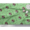 thumbnail image 3 of Soimoi Green Cotton Duck Fabric Leaves,Floral & Diamond Geometric Printed Fabric 1 Yard 44 Inch Wide, 3 of 3