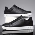thumbnail image 2 of NOKIO Men's Casual Dress Shoes Lightweight 𝖫a𝖼e Up Skate Shoes Comfortable Flat Sneakers Fashion L𝗈w Top Walking Shoes Breathable Outdoor Work Footwear, 2 of 4
