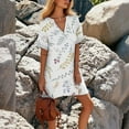 thumbnail image 4 of WULMLEO Women's Cover Up Short Sleeve Bathing Suit Floral Dress V Neck Beach Coverup Dress with Pockets White S, 4 of 4