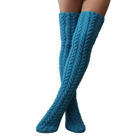 

wofedyo socks for women High Stockings For Womens Cable Knit Extra Long Boot Socks Oer Knee Thigh Stocking Leg Warmers wool socks for women