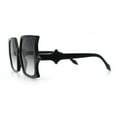 thumbnail image 6 of Womens Bat Wing Oversized Rectangular Plastic Fashion Sunglasses Black - Smoke, 6 of 7