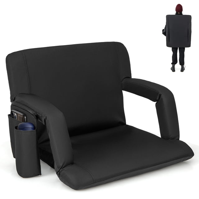 Costway 1 PCS Stadium Seat for Bleachers Bleacher Chair with 6 Adjustable Positions Back Support Black