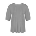 thumbnail image 6 of IYYVV Shirts For Women Puff Short Sleeve Pleated Dressy Casual Scooped Neck Summer Tops Blouses Fashion Clothes 2024 Gray XL, 6 of 7