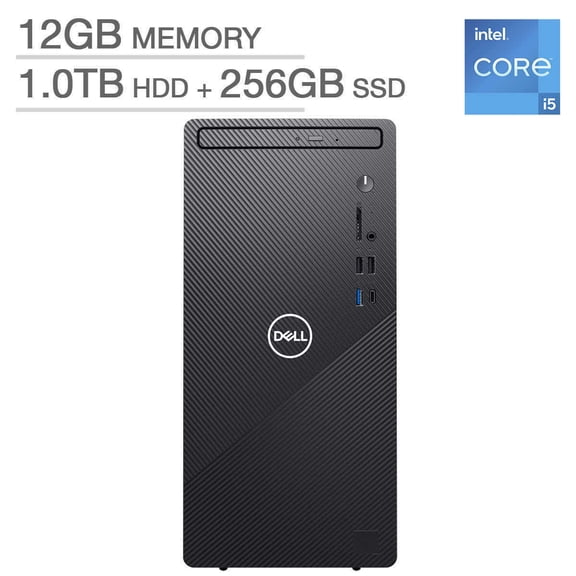 Dell Inspiron Desktop - 11th Gen Intel Core i5-11400 - Windows 11 i3891-5859BLK-PUS 12GB RAM 1TB HDD   256GB SSD Computer PC