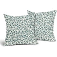 thumbnail image 2 of Vintage Flower Pillow Covers 18x18 Inch Set of 2 Teal and Cream Floral Outdoor Decorative Throw Pillows Dark Teal Small Floral Print Rustic Farmhouse Pillowcases Cotton Linen Cushion Covers for Couch, 2 of 6
