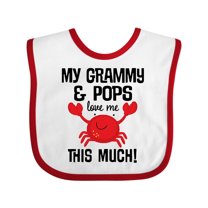 Inktastic My Grammy and Pops Love Me Grandson Crab Boys or Girls Baby Bib