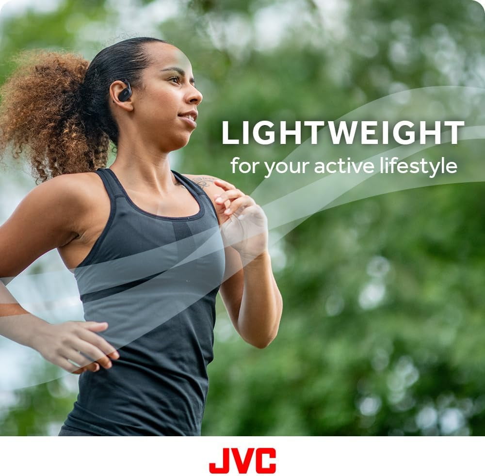 JVC nearphones Open Ear True Wireless Headphones with Pivot Motion Mechanism, 16mm Large Drivers Sound, Single Ear use, BT 5.4, Long Battery Life (up to 26 Hours) - HANP40TG (Green)