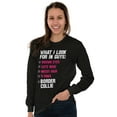 thumbnail image 4 of What I Look In Guys Border Collie Dog Women's Long Sleeve T Shirt Brisco Brands M, 4 of 6