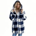 thumbnail image 6 of Dwralegc Womens Oversized Sherpa Jacket Fuzzy Fleece Zip Up Jacket Casual Christmas Coat Loose Warm Winter Cardigan Sherpa Plaid Jackets with Pockets Clearance Blue 4XL, 6 of 8