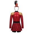 thumbnail image 2 of inlzdz Combinaison de Danse Festival pour Filles Manches Longues Sequins à Franges Combinaison avec Chapeau Rouge 12, 2 of 6