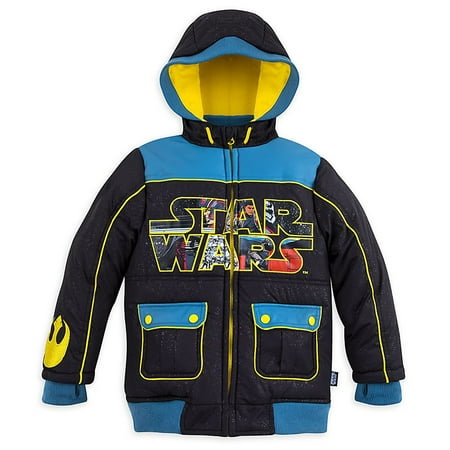 Disney Store Boys Star Wars Comic Zip Front Hooded Winter Jacket, Black/Blue, Size (Best Way To Store Winter Coats)
