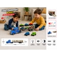thumbnail image 6 of Friction Powered Toy Car Carrier Truck, 23 Inch Transport Trailer with 6 Mini Vehicles, Lights, Sounds, Opening Rear Door, Detachable Trailer, 6 of 9
