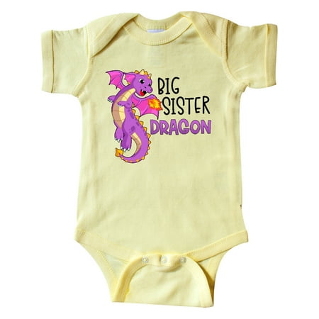 

Inktastic Big Sister Cute Purple Dragon Gift Baby Girl Bodysuit
