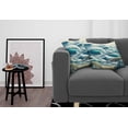 thumbnail image 2 of Ambesonne Nautical Throw Pillow Cover Pack of 2, Swirling Huge Waves Boat, 2 Pcs-26"x26", Reseda Green Teal and Blue, 2 of 5
