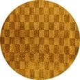 thumbnail image 1 of Ahgly Company Machine Washable Indoor Round Oriental Yellow Modern Area Rugs, 6' Round, 1 of 4