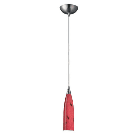 - Pendants 1 Light With Satin Nickel Finish Fire Red Glass Candelabra 3 inch 60 Watts - World of Lamp