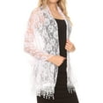 thumbnail image 5 of Sakkas Mari Women's Large Lightweight Soft Lace Scarf Wrap Shawl Floral and Fringe - WhiteRoseLace - One Size, 5 of 5