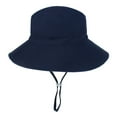thumbnail image 3 of Toddler Beach Hat UPF 50+ Sun Protection Kids Sun Hat Camping Wide Brim Baby Hats with Mesh Liner Navy 6-12 Months, 3 of 8