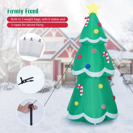 Easoger 7ft Inflatables Christmas Tree, Outdoor LED Lights Fun Blow Up Xmas Decor Suitable for Yard,Garden,Lawn,With Candy Canes And Gift Box