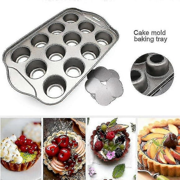 Bandeja para 12 mini tartas, tarta de queso, molde antiadherente para magdalenas y muffins
