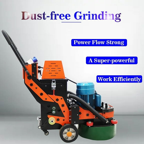 6-Head Chassis Concrete Floor Grinder Machine with Built-In Fan Hand-Push 220V 4KW