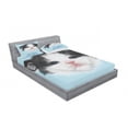 thumbnail image 3 of Ambesonne Cartoon Fitted Sheet & Pillow Sham Set, Furry Pink Nose Kitten, Twinxl, Black White Blue, 3 of 3