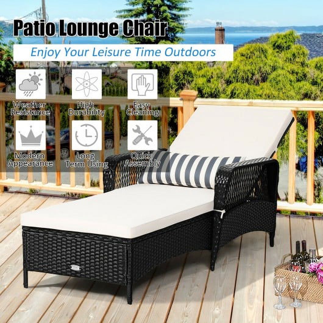 PE Rattan Armrest Chaise Lounge Chair with Adjustable Pillow - image 2 of 3