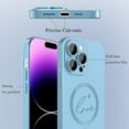 thumbnail image 3 of Magnetic Case for iPhone 14 Pro Max Phone Case for Women, Matte Luxury Soft Metallic Luster Cute Letter Love-Heart Pattern Design for iPhone 14 Pro Max 6.7'' with Camera Protector-Blue, 3 of 12
