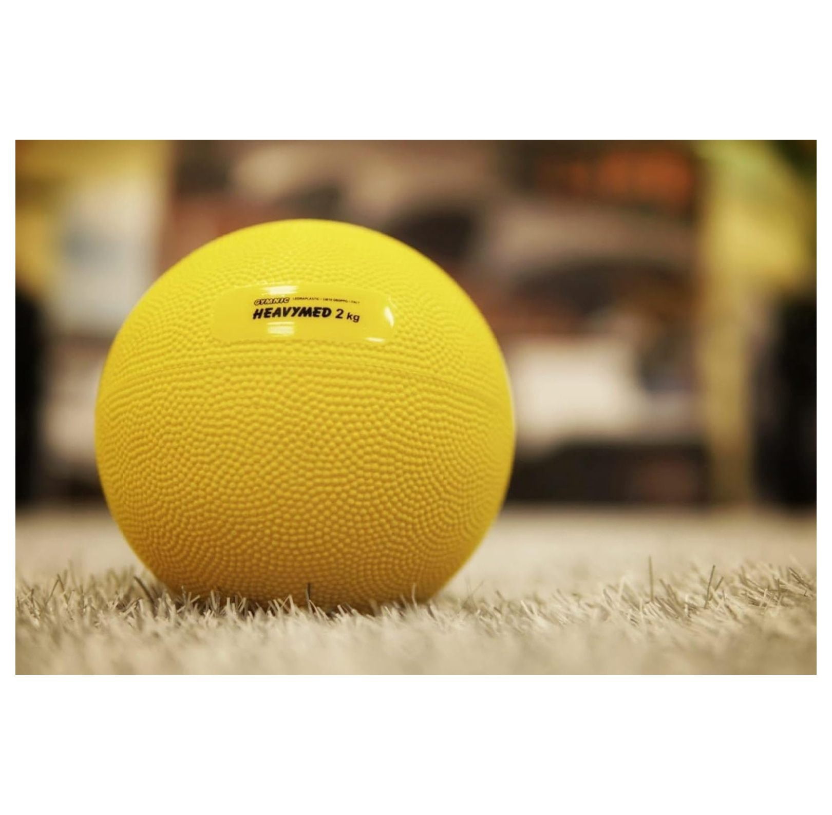 Gymnic Heavymed Medicine Ball 2kg/4.4lb, 15cm Yellow – Fitness & Therapy Ball for Strength, Balance, Core Workouts, Rehab Exercises