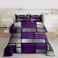 thumbnail image 3 of Manfei Abstract Geometric Checkered Bedding Comforter Set,Modern 3D Buffalo Twin Comforter Sets,Purple Gray Bedding Set For Boys Kids,Microfiber Bedroom Decor Reversible,2 Pieces, 3 of 9
