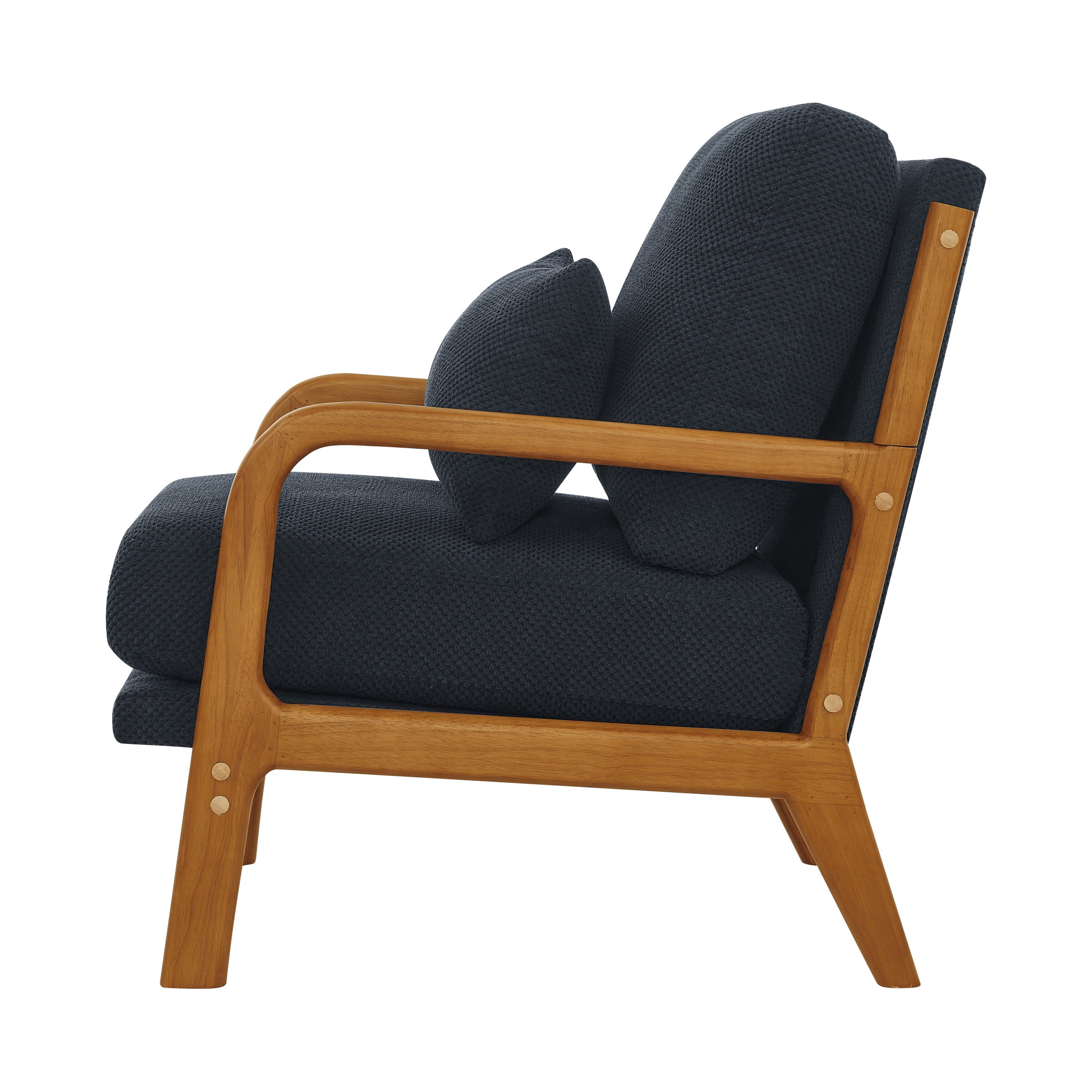 Noble House Mid-Century Modern Lounge Chair, Upholstered Accent Armchair with Solid Wood Frame, Black