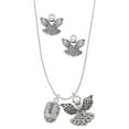 thumbnail image 1 of Delight Jewelry Silvertone Love, Faith, Pray, Peace, Joy, Hope Spinner Silver tone Guardian Angel Charm Necklace and Stud Earrings, 1 of 4