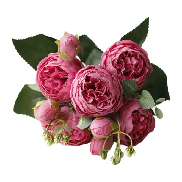 Ramo de rosas artificiales de imitación, elegante arreglo floral DIY, rosas artificiales de , flores para decoración de interiores y exteriores de