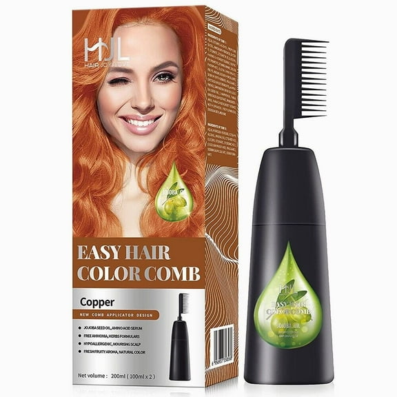 HJL 2 in 1 Hair Color Semi Long Lasting Permanent Foam Hair Dye Kit 200ml Copper