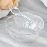 Efavormart 24 Pack | 3.5oz Clear Plastic Mini Party Bowl, Lid And Spoon ...