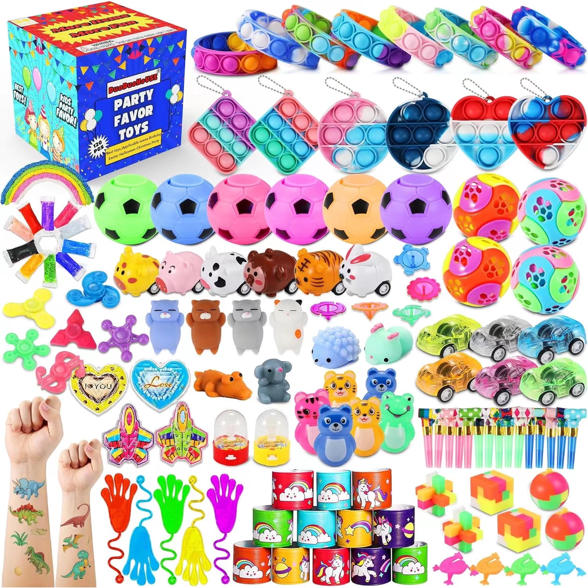 DuoDuoHouse 120 Pcs Party Favors for Kids 3-5 4-8-12, Birthday Gift for Kids, Goodie Bags Treasure Box Toys For Classroom Rewards, Kids' Party Supplies For Pinata Stuffers, Carnival Prizes