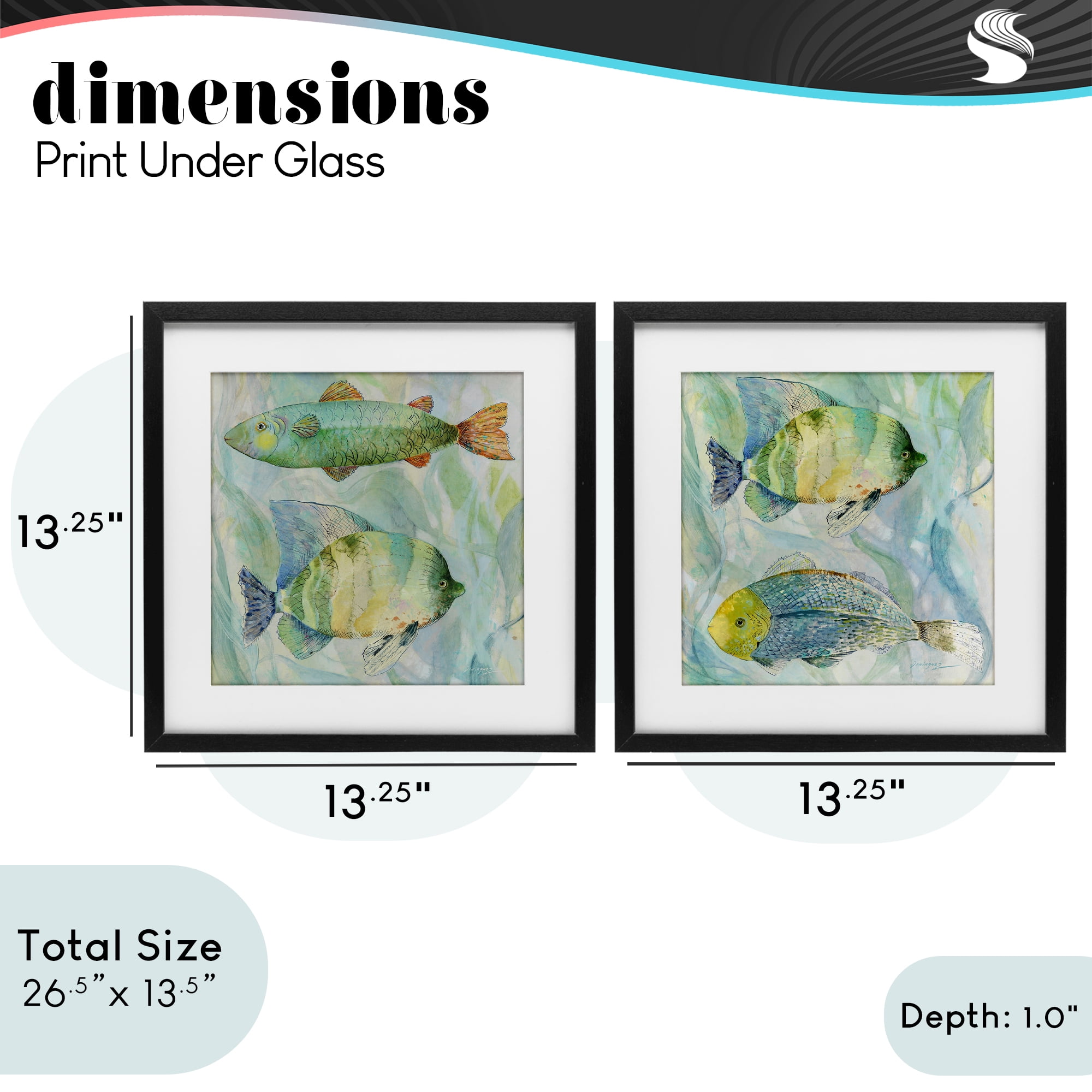 Stupell Industries Sweet Fish Aquatics 2 Piece Black Framed Print Under Glass Set, design by Lorenzo Collective