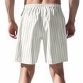 thumbnail image 5 of Men's Striped Linen Shorts Casual Elastic Waist Drawstring Pants Summer Lightweight Beach Shorts with Pockets, XL, 5 of 9