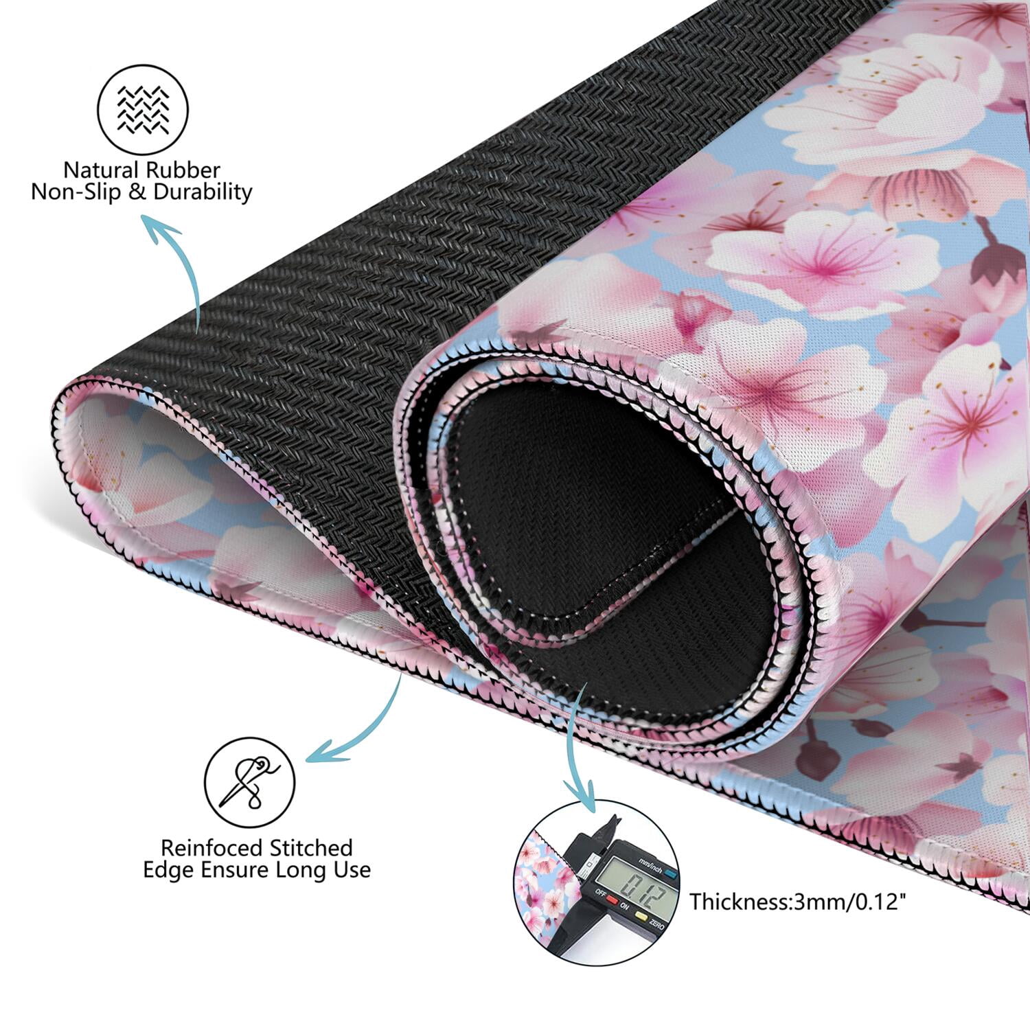 Premium Floral Mahjong Table Mat 31.5x31.5 Inch Extra Large Rubber Game Pad with Anti-Slip Backing & Noise Reducing Surface for Tiles, Cards & Board Games