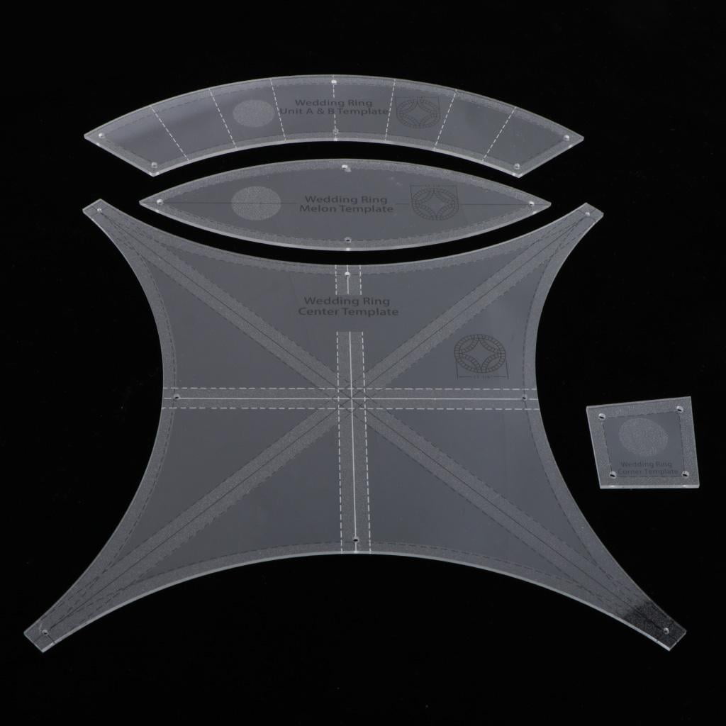 HOMYL 4pcs Creative Grid Double Wedding Ring Template Dressmaker Sewing Quilting Ruler