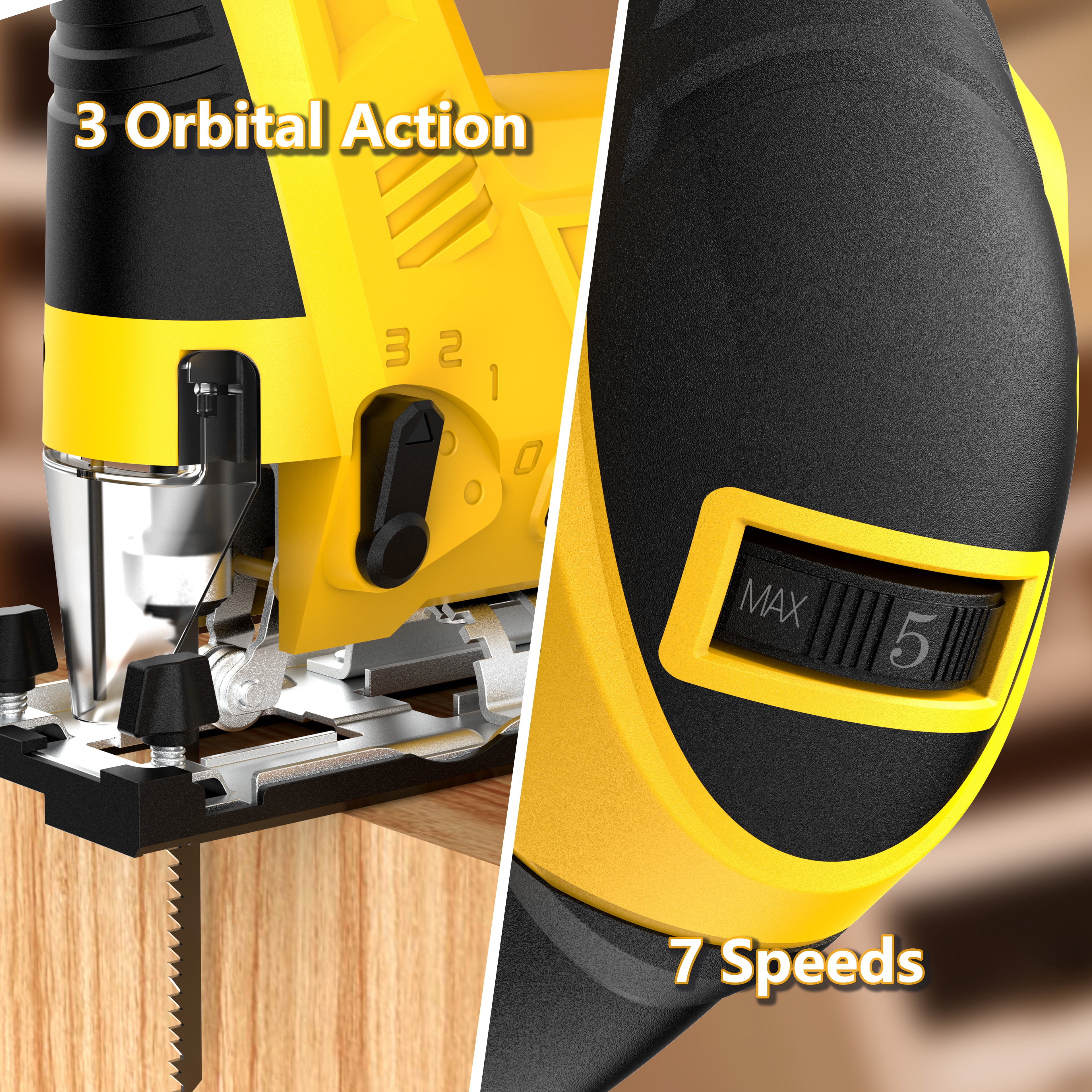 Cordless Brushless Jig Saw Compatible with De walt 20V MAX Battery(No Battery), 7 Speeds, 2900RPM, LED, 45° Bevel Cuts, 3 Orbital Action, with Jigsaw Blades for Straight, Curve, Circle Cutting