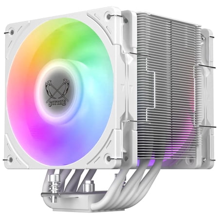 Scythe Mugen 6 CPU Air Cooler, Intel LGA1700, LGA1151, AMD AM5, AM4 Support,120mm, Single Tower, Aluminium Top Cover (Scythe Mugen 6 Dual White ARGB Fan)