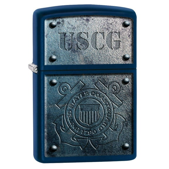Zippo Lighter - Personalized Custom Message Engraved on Backside for U.S. Coast Guard USCG Navy Matte #Z5020