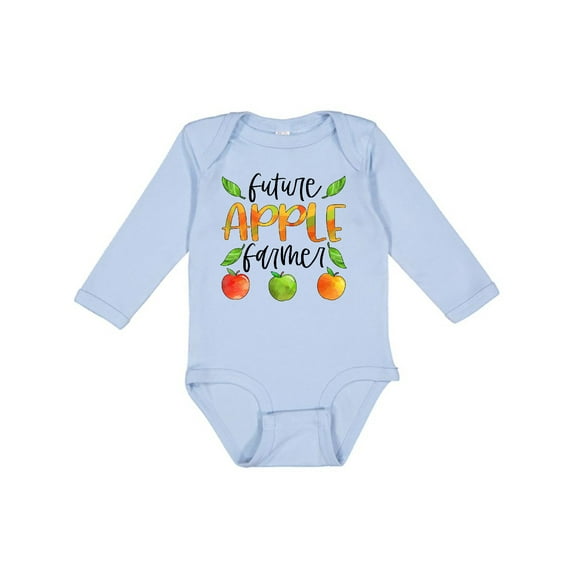 Inktastic Future Apple Farmer- Apples and Leaves Boys or Girls Long Sleeve Baby Bodysuit
