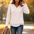 thumbnail image 6 of Staron Women's Ribbed Knit Sweaters V Neck Long Sleeve Slim Fit Casual Pullover Tops Fall Winter Layered Curved Hem Stretchy Knit Shirt Beige XXL, 6 of 6