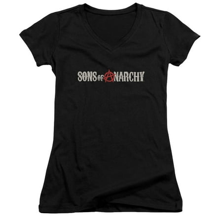 Sons Of Anarchy Beat Up Logo Juniors V-Neck Shirt (Sons Of Anarchy Best Moments)