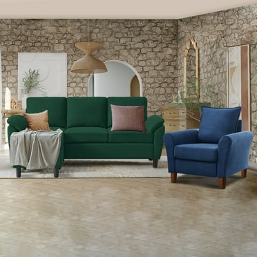 3-Piece Living Room Sectional Sofa Set with Chair and Ottoman Greenblue