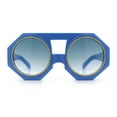 thumbnail image 3 of Circle Lens Victorian Octagon Flat Top Geometric Thick Plastic Sunglasses Blue - Smoke, 3 of 8